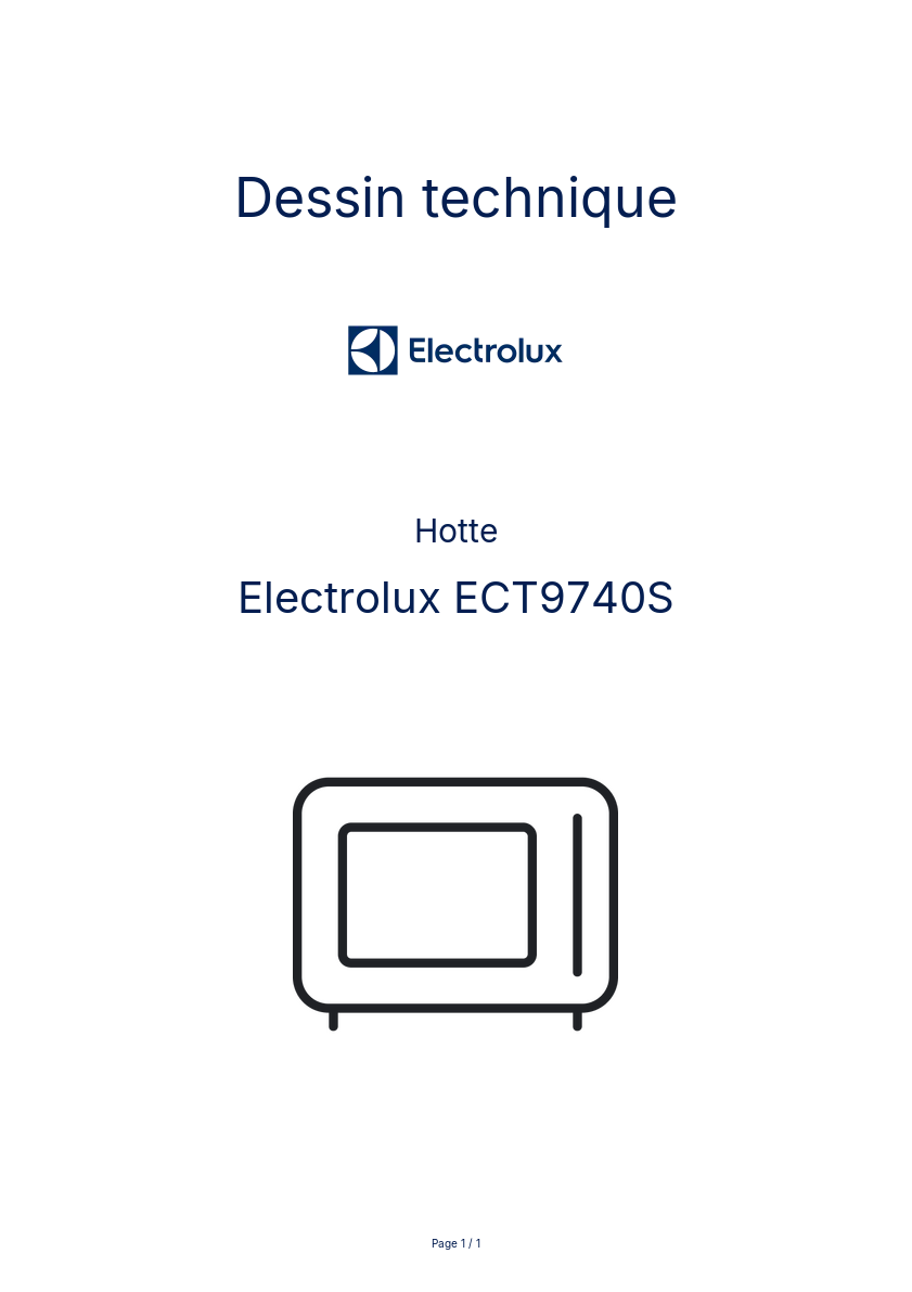 Page n°1 - Dessin technique Electrolux ECT9740S