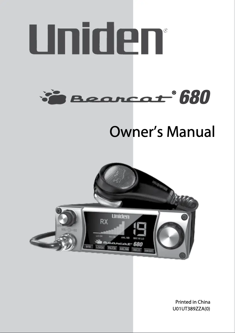 Page n°1 - Manuel utilisateur Uniden BEARCAT 680