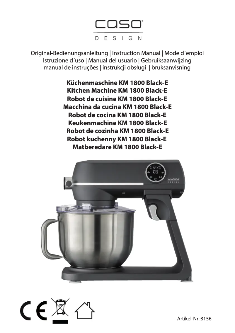 Page 1 de la notice Manuel utilisateur Caso KM 1800 Black-E