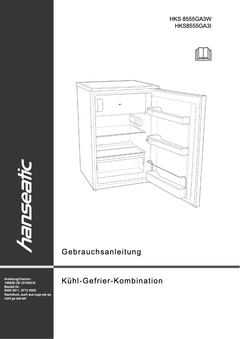 Page 1 de la notice Manuel utilisateur Hanseatic HKS8555GA3W