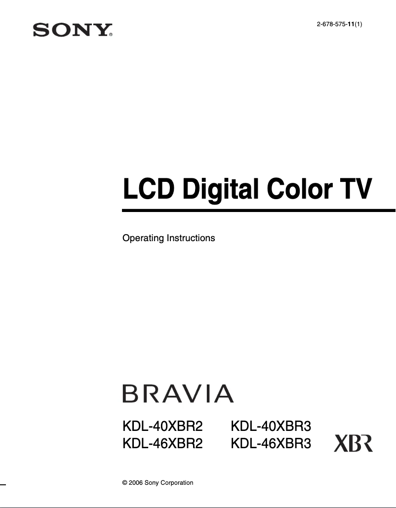 Page 1 de la notice Manuel utilisateur Sony Bravia KDL-46XBR3