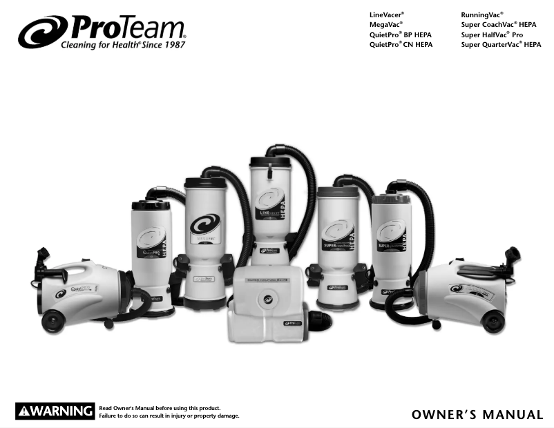 Page n°1 - Manuel utilisateur ProTeam Super CoachVac
