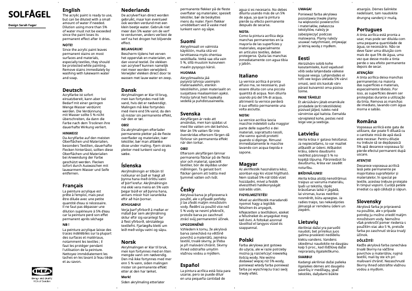 Image de la première page du manuel de l'appareil SOLFÅGEL 905.442.38