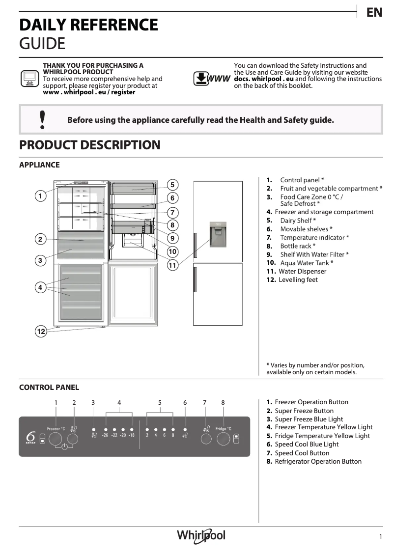 Page n°1 - Manuel utilisateur Whirlpool WB70I 931 X