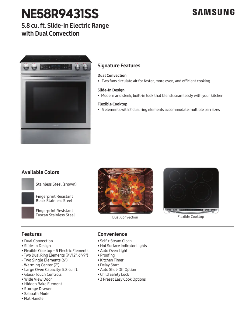 Page 1 de la notice Manuel utilisateur Samsung NE58R9431SS