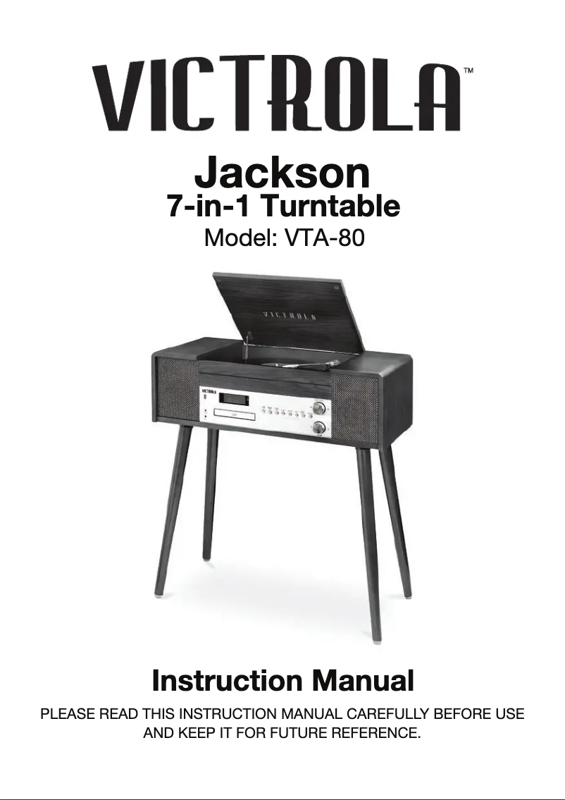 Page 1 de la notice Manuel utilisateur Victrola Jackson VTA-80