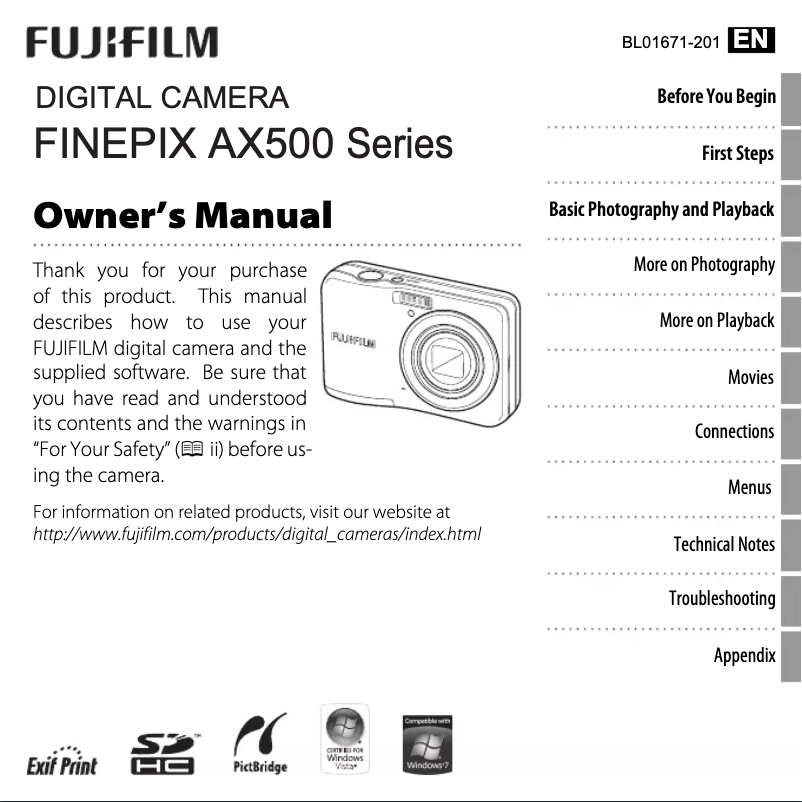 Page n°1 - Manuel utilisateur Fujifilm FinePix AX500