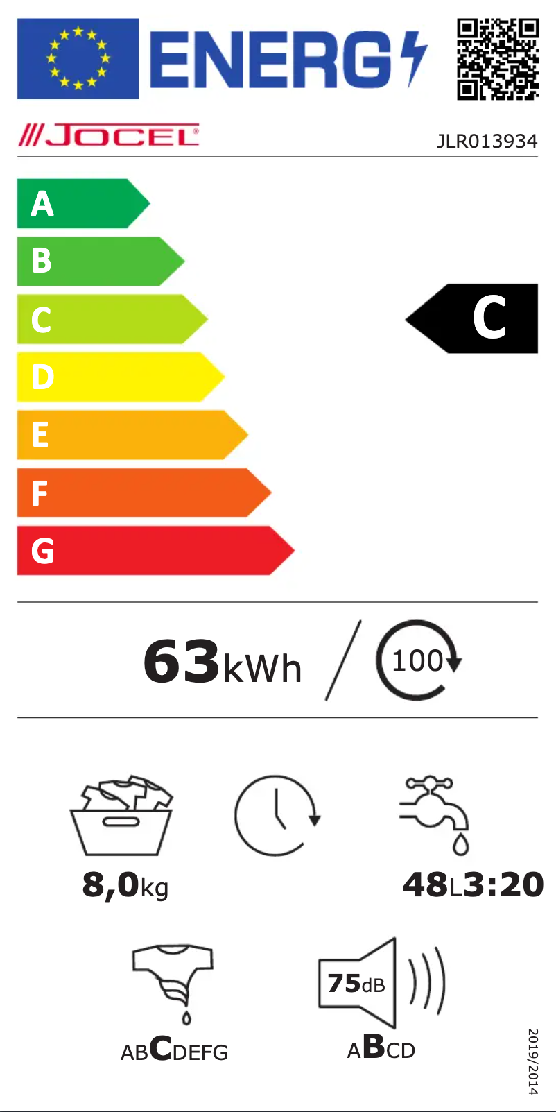 Page 1 de la notice Label énergétique Jocel JLR013934