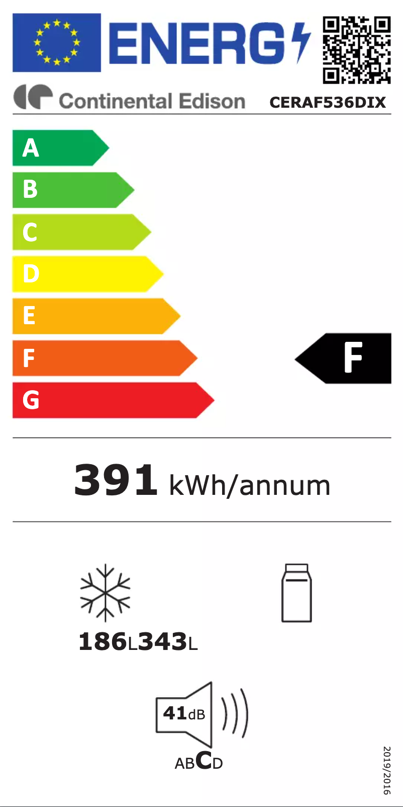 Page n°1 - Label énergétique Continental Edison CERAF536DW