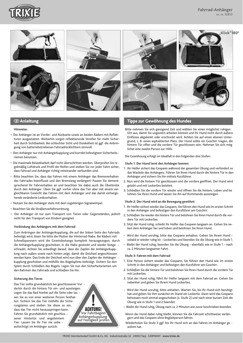 Page 1 de la notice Manuel utilisateur Trixie 12813