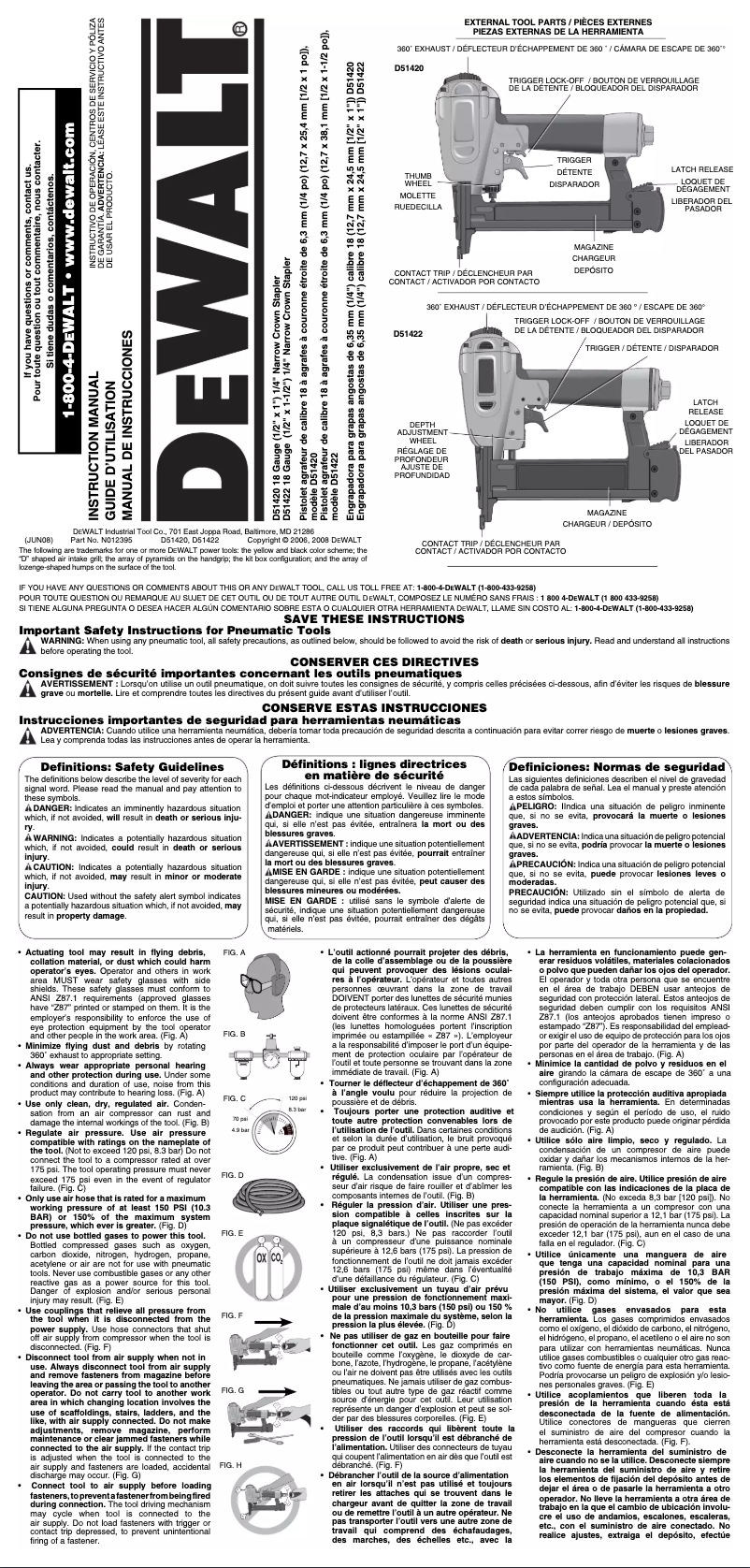 Page n°1 - Manuel utilisateur DeWalt D51420K