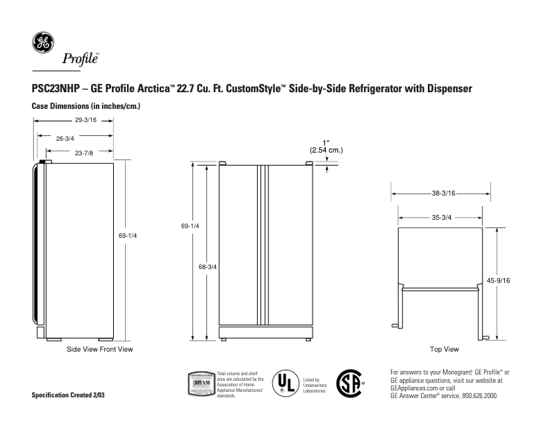 Image de la première page du manuel de l'appareil Profile Arctica CustomStyle PSC23NHPCC