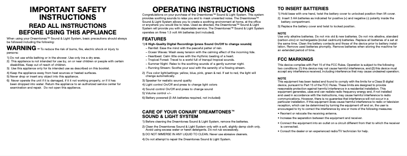 Page 1 de la notice Manuel utilisateur Conair SU2X