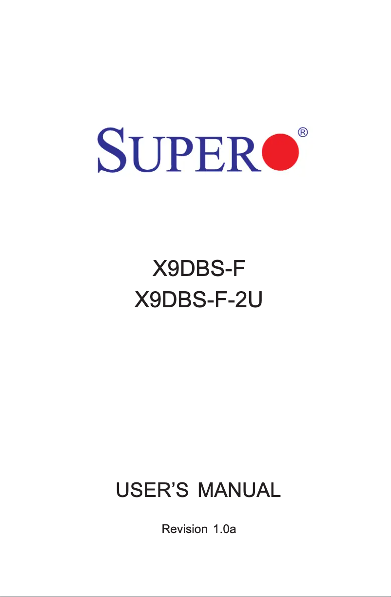 Page n°1 - Manuel utilisateur Supermicro X9DBS-F