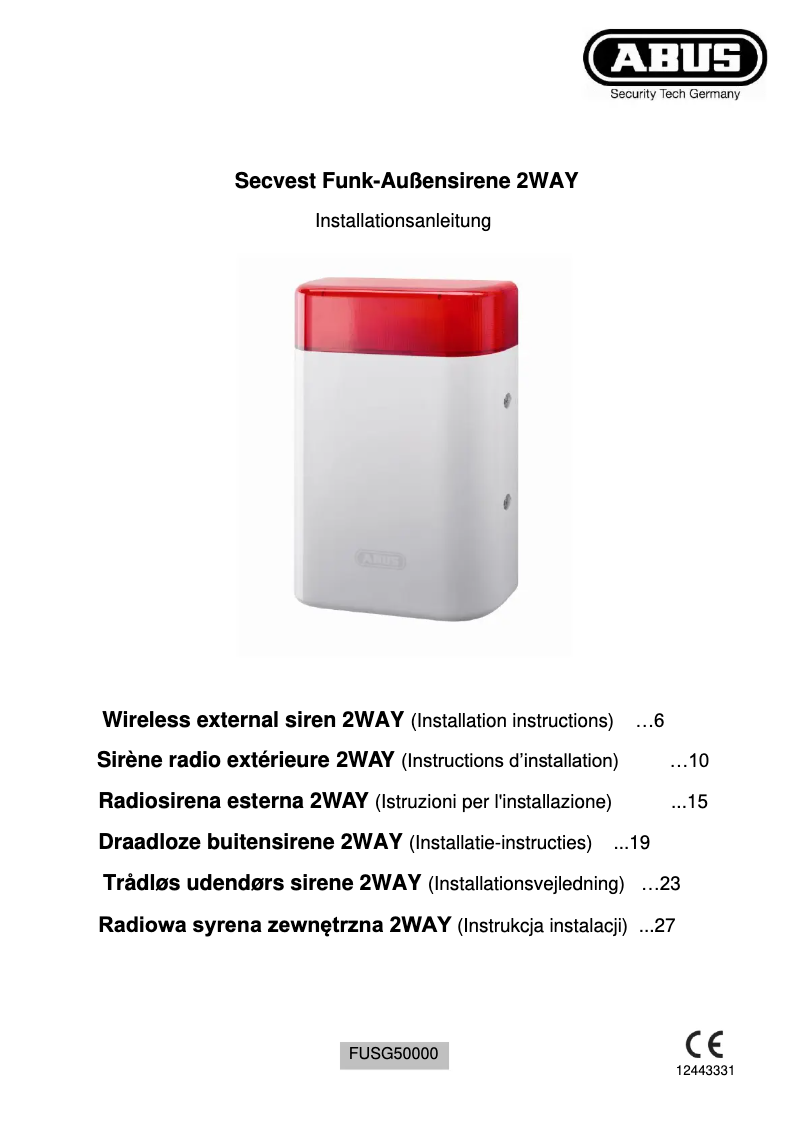 Page n°1 - Manuel utilisateur Abus FUSG50000