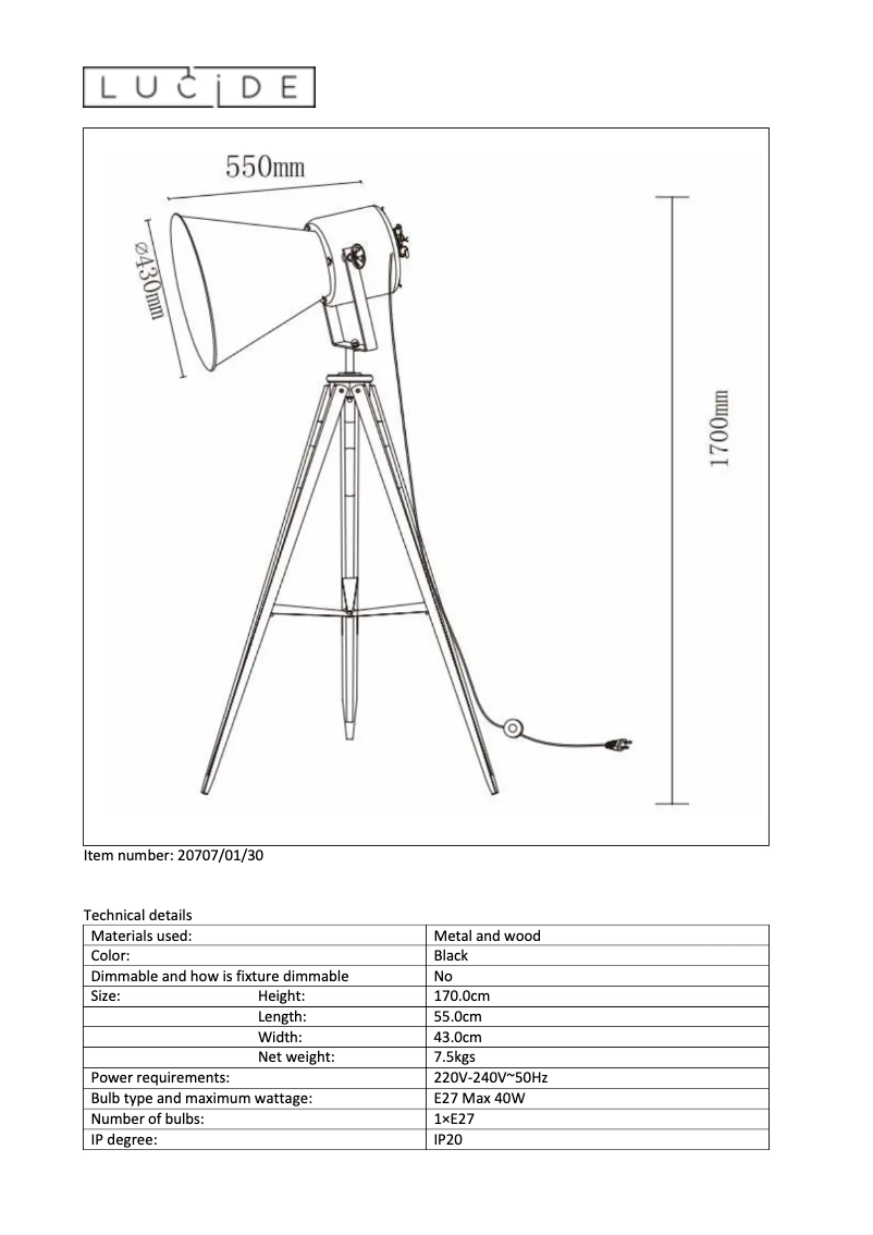 Page 1 de la notice Manuel utilisateur Lucide Marlowe