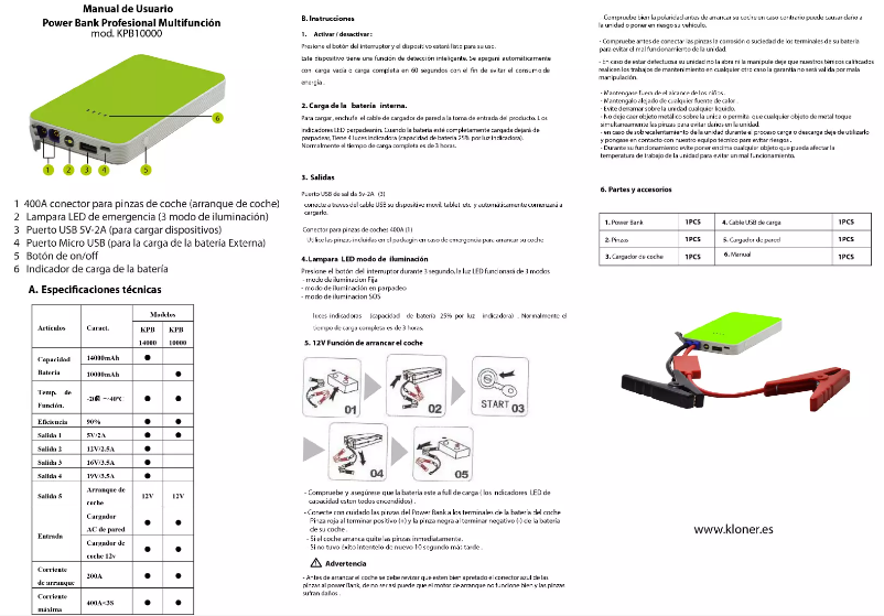 Page n°1 - Manuel utilisateur Kloner KPB10000