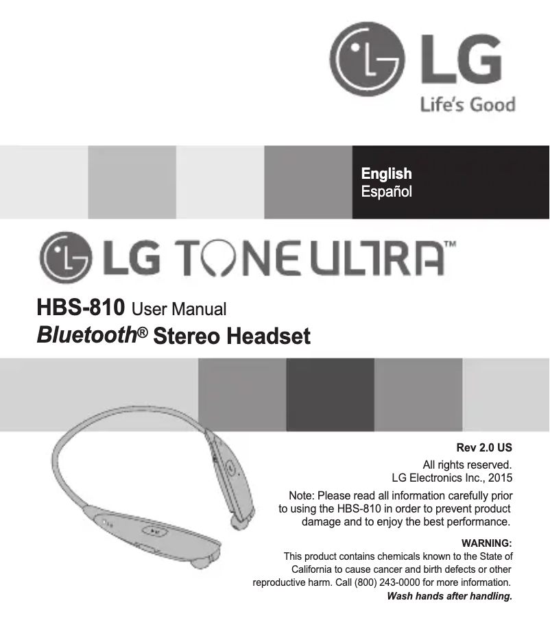 Page n°1 - Manuel utilisateur LG Tone Ultra HBS-810