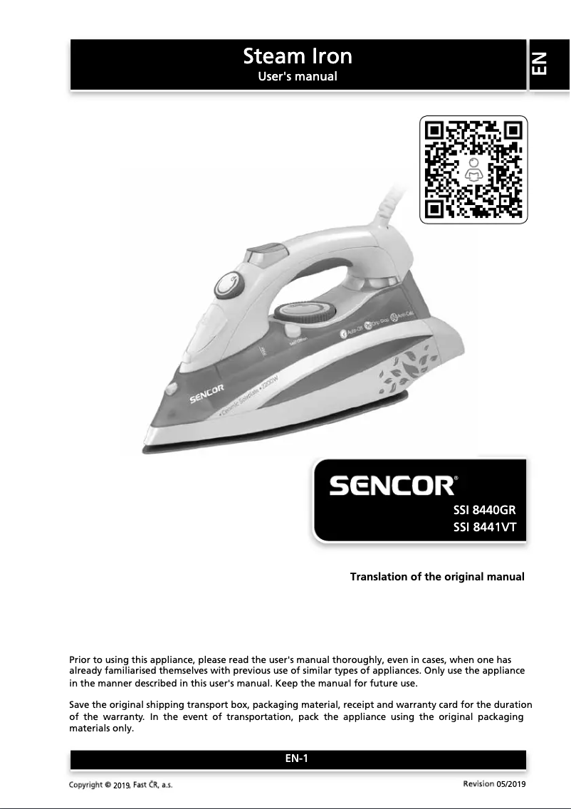 Page n°1 - Manuel utilisateur Sencor SSI 8440GR