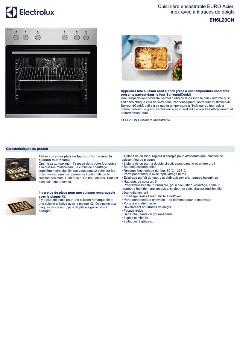 Page n°1 - Fiche technique Electrolux EH6L20CN