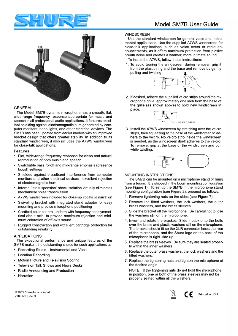 Image de la première page du manuel de l'appareil SM7B