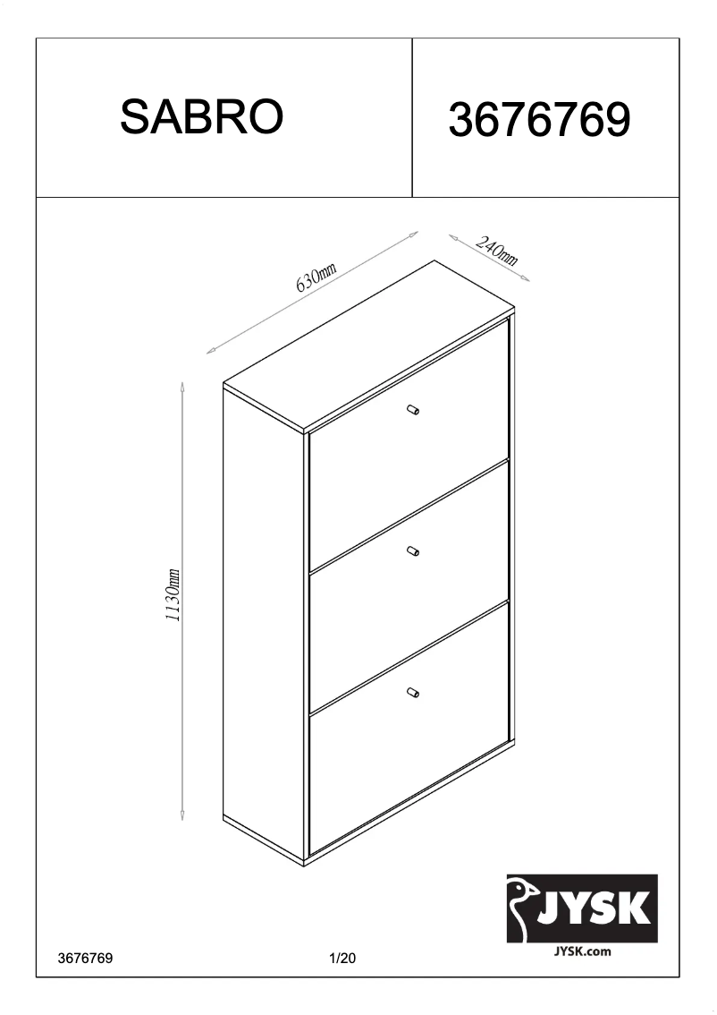 Page 1 de la notice Manuel utilisateur JYSK Sabro (63x113x24)