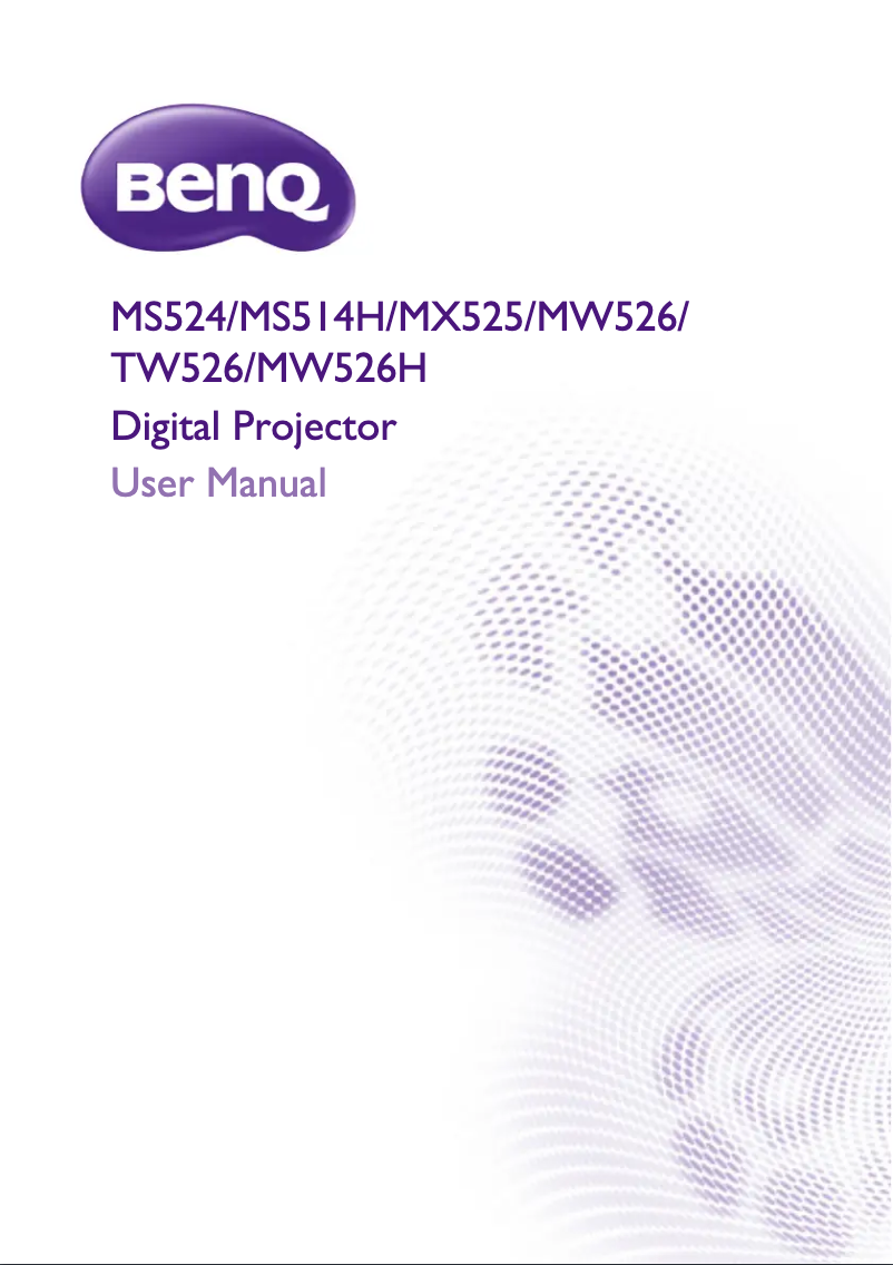 Page n°1 - Manuel utilisateur BenQ MS524
