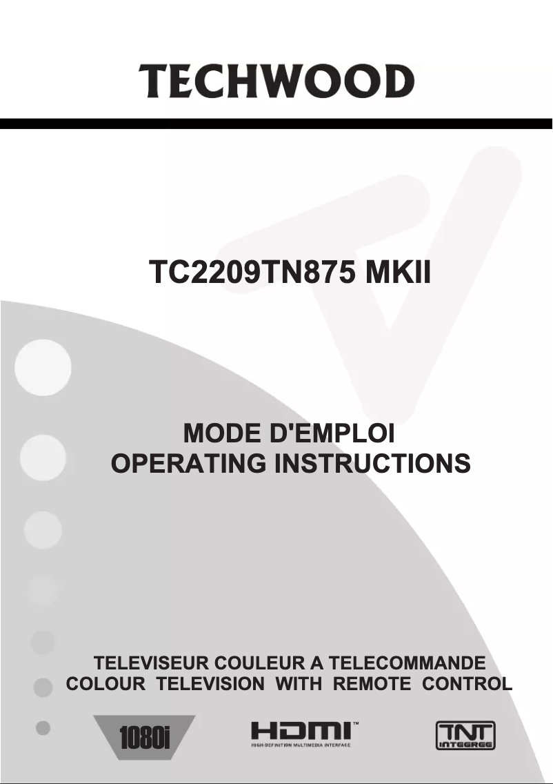 Page n°1 - Manuel utilisateur Techwood TC2209TN875