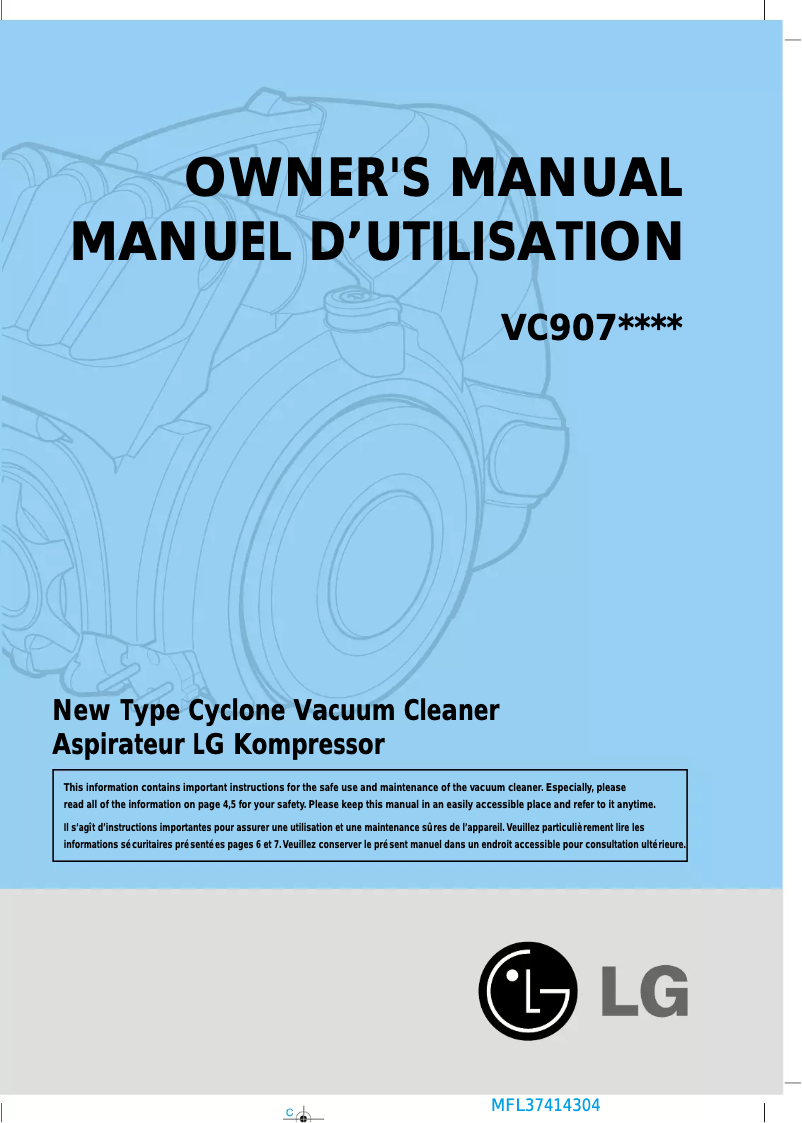 Page n°1 - Manuel utilisateur LG VC9078W