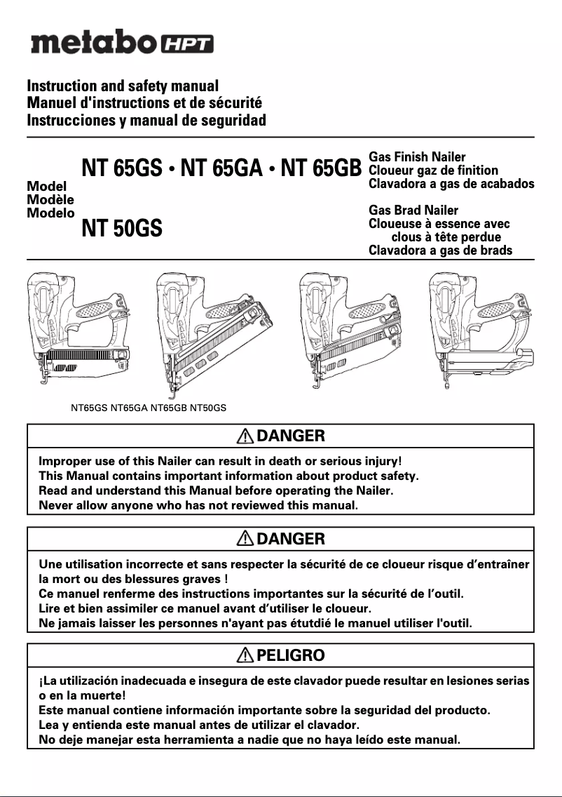 Page 1 de la notice Manuel utilisateur HiKOKI NT65GS