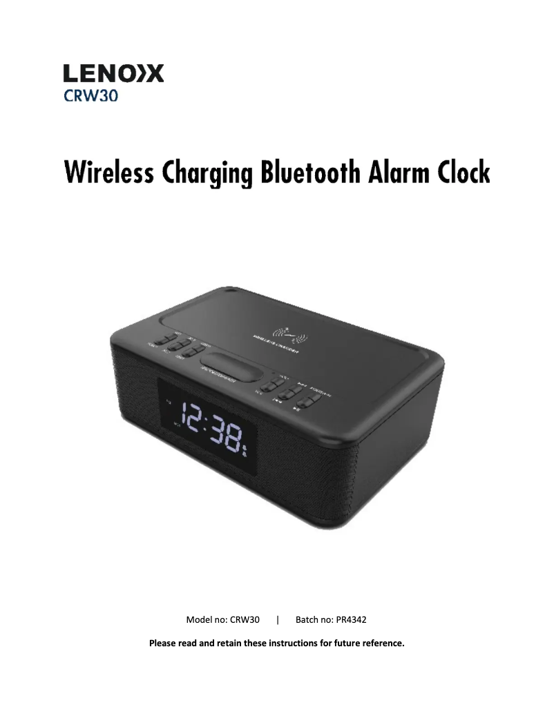 Page 1 de la notice Manuel utilisateur Lenoxx CRW30