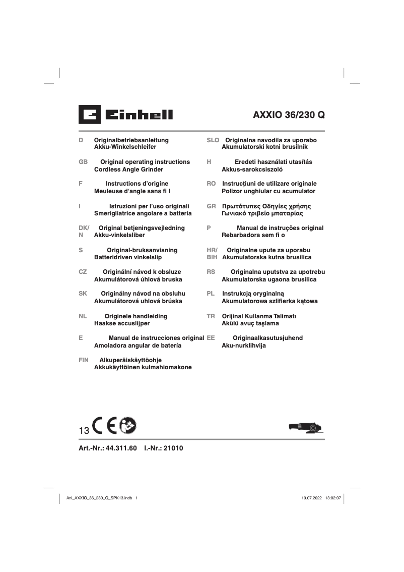 Image de la première page du manuel de l'appareil AXXIO 36/230 Q