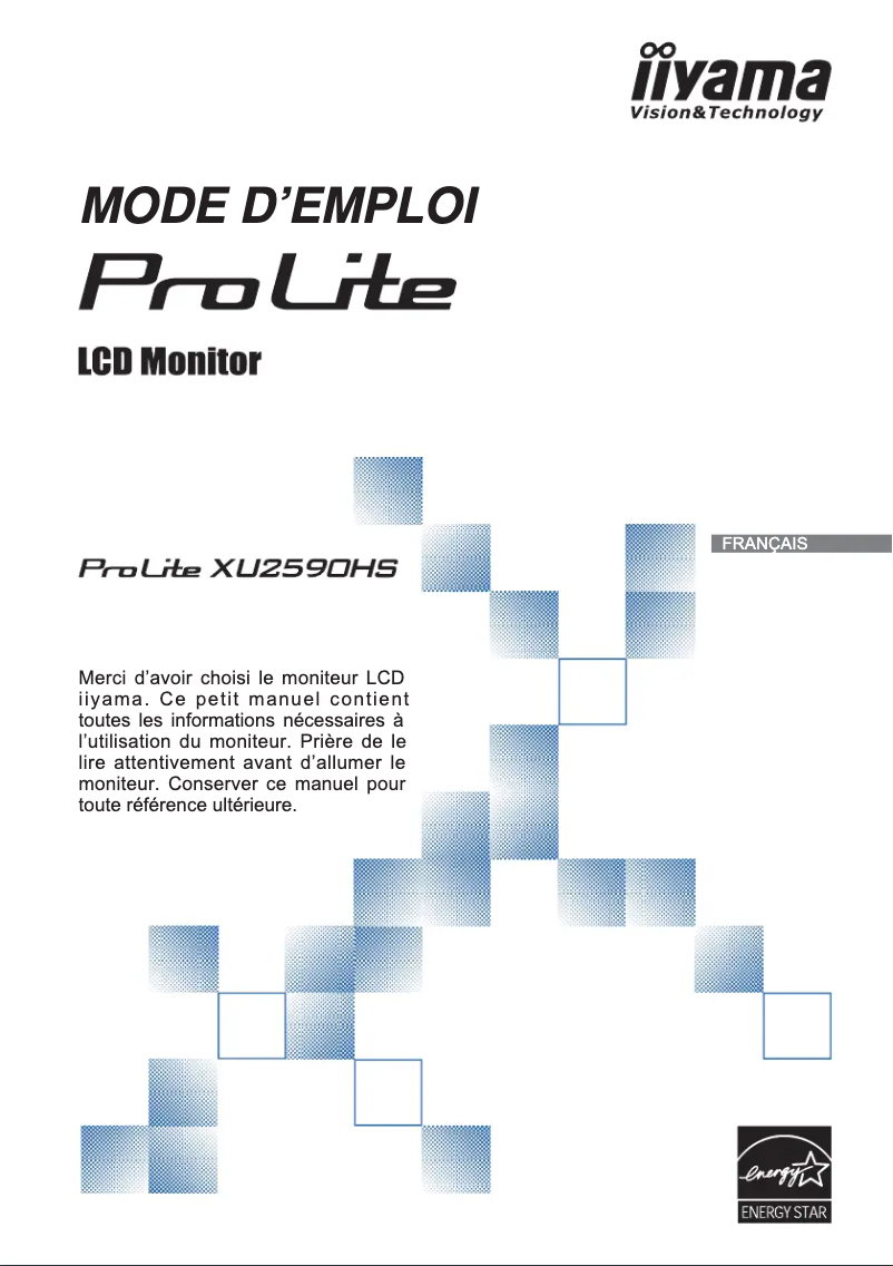 Page 1 de la notice Manuel utilisateur Iiyama ProLite XU2590HS