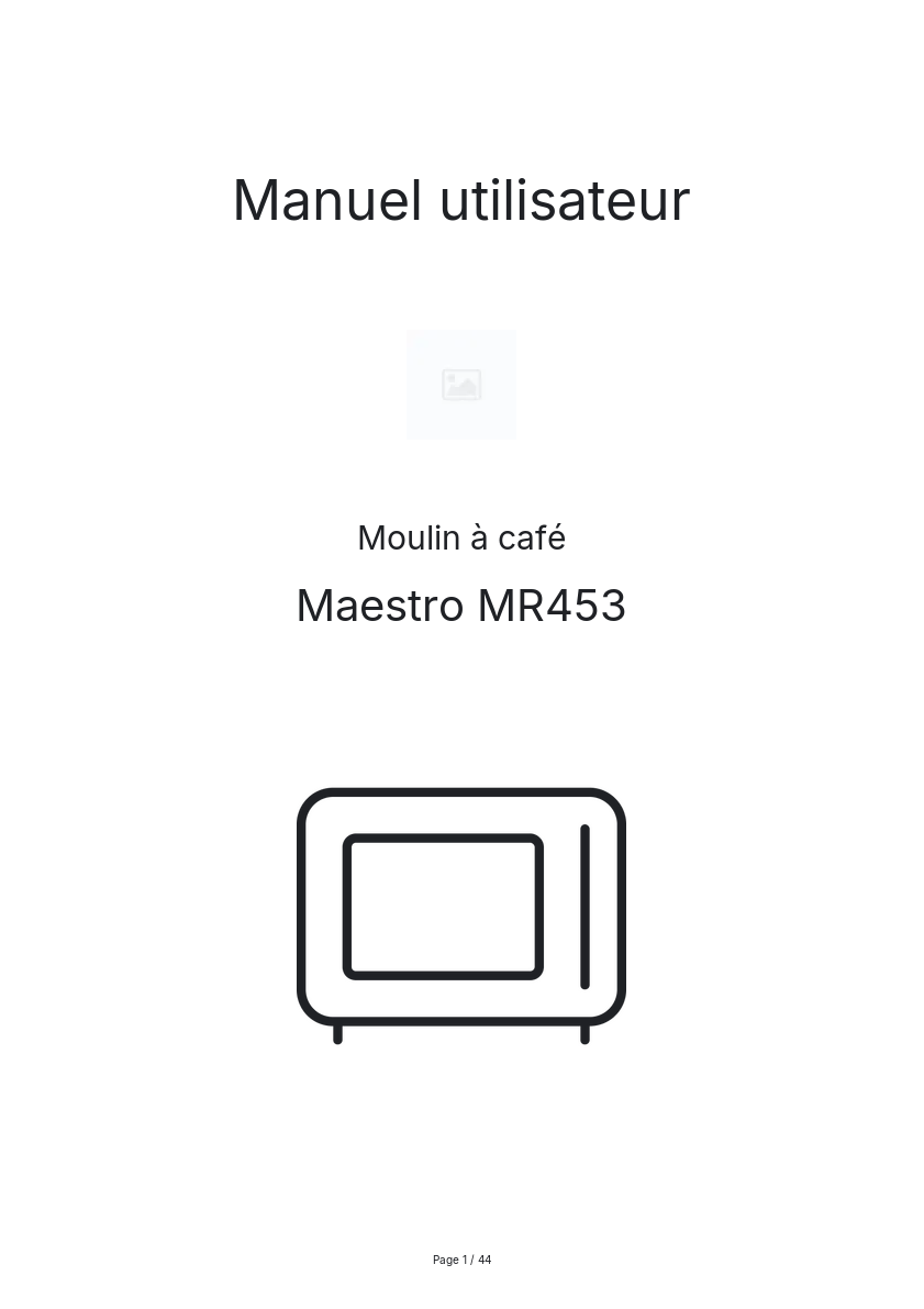 Image de la première page du manuel de l'appareil MR453