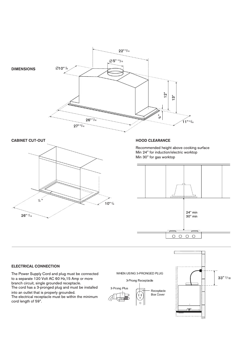 Page 1 de la notice Instructions / montage Bertazzoni KIN30XV