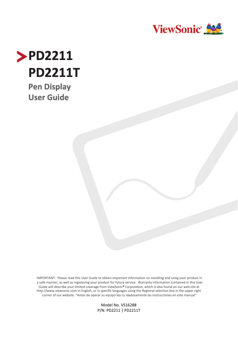 Page 1 de la notice Manuel utilisateur Viewsonic PD2211