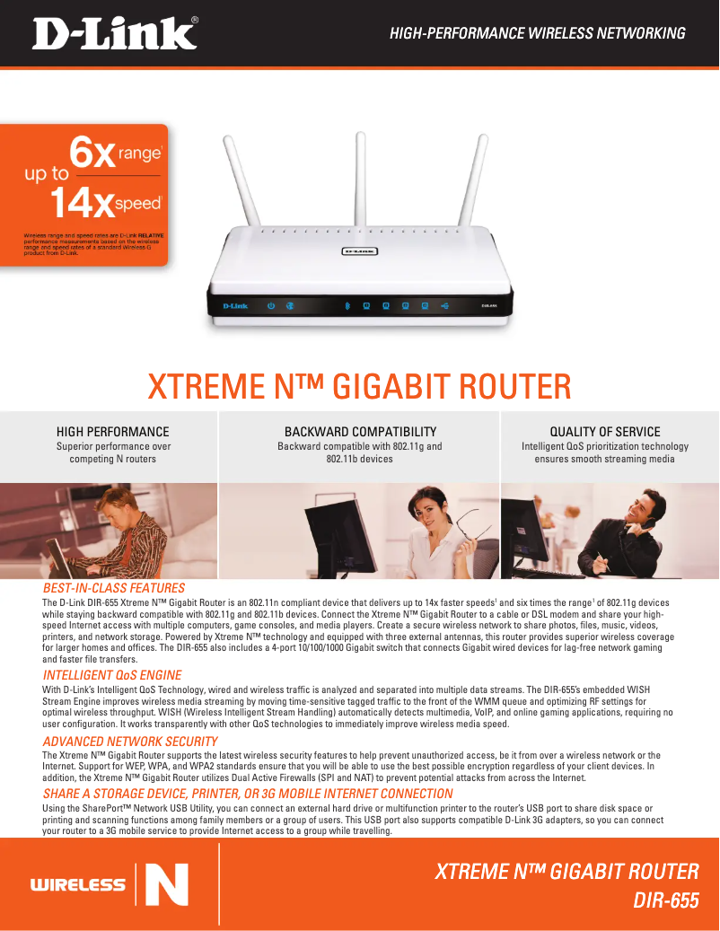 Page 1 de la notice Fiche technique D-Link DIR-655