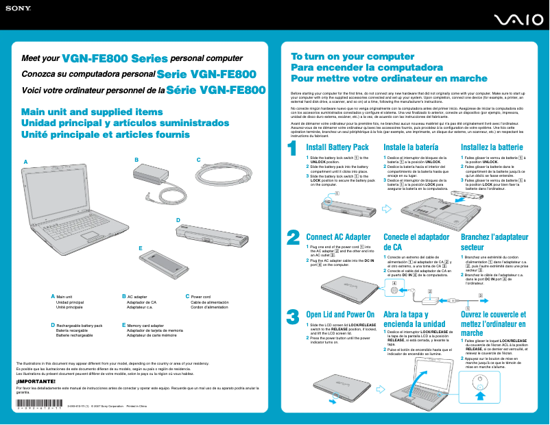 Página 1 del manual Manual de usuario Sony Vaio VGN-FE880E