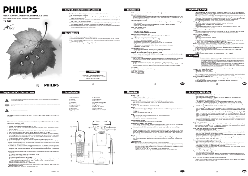Image de la première page du manuel de l'appareil TD9220
