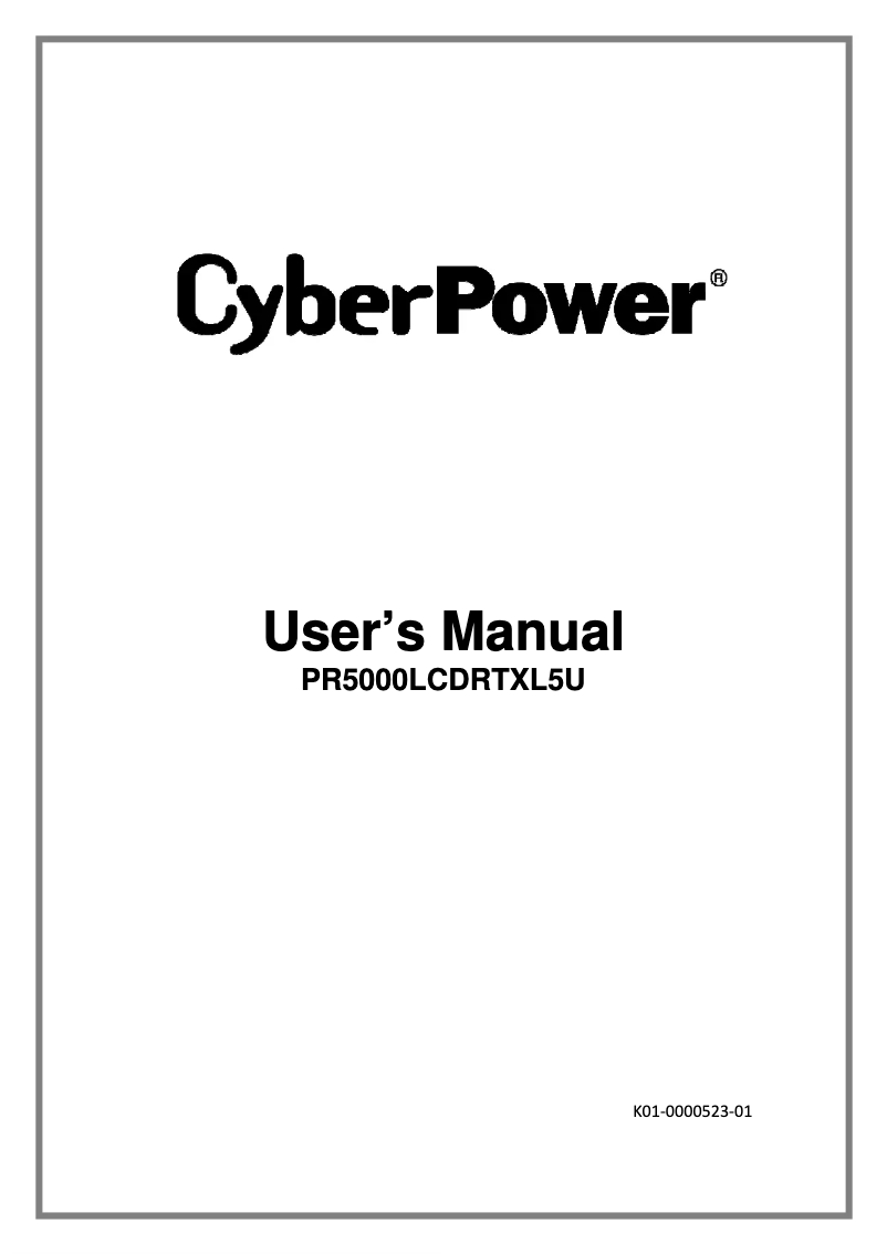 Page n°1 - Manuel utilisateur CyberPower PR5000LCDRTXL5U