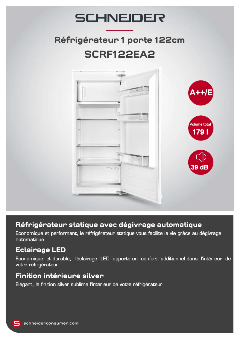 Page 1 de la notice Fiche technique Schneider SCRF122EA2