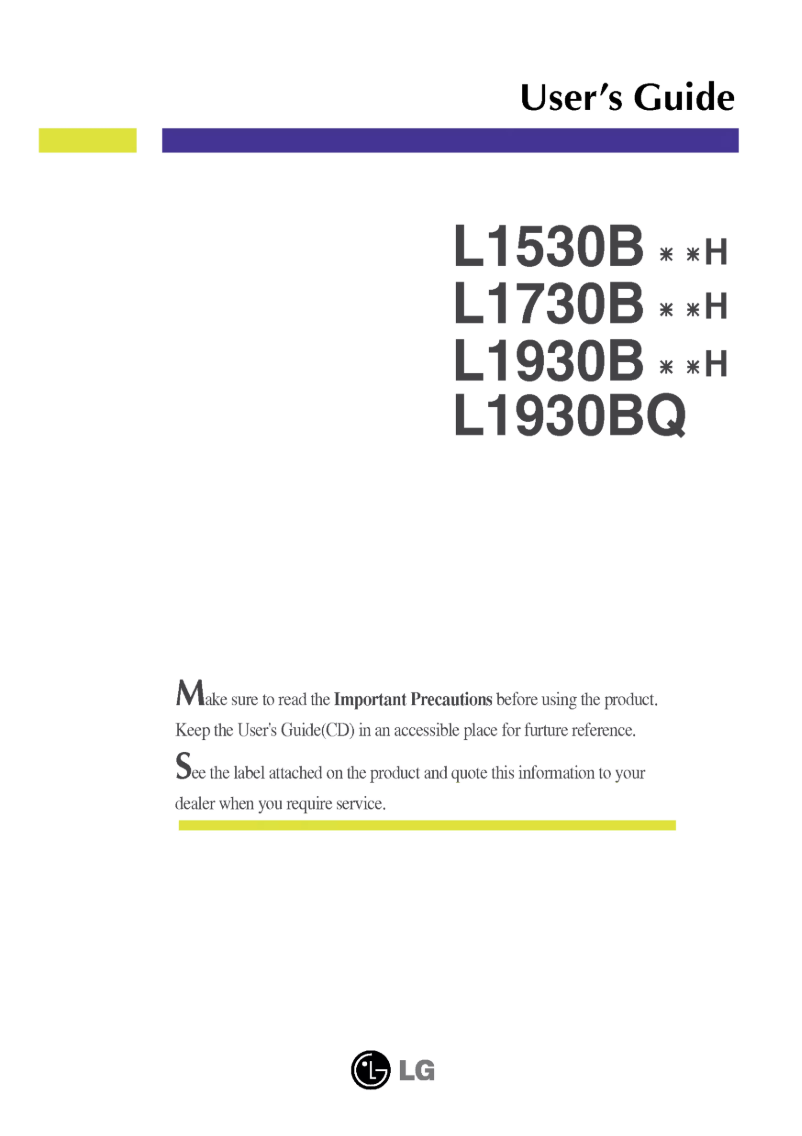 Page 1 de la notice Manuel utilisateur LG L1730BBUH