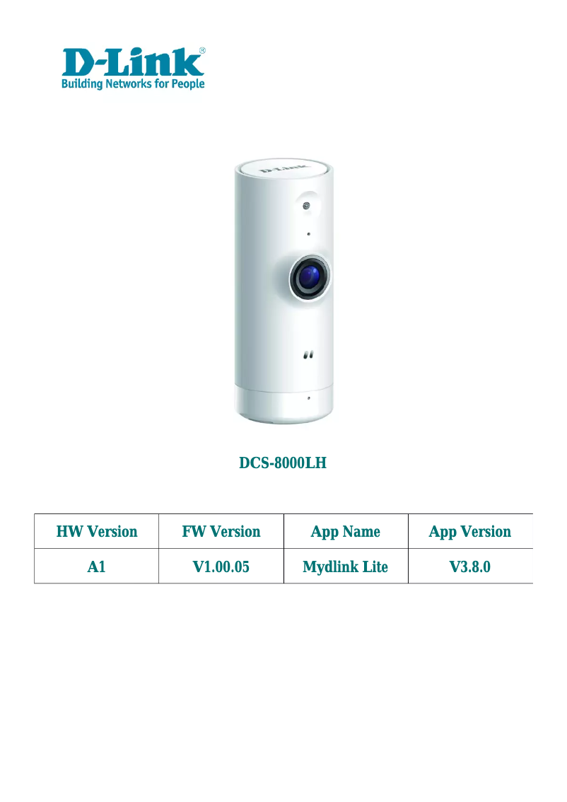 Image de la première page du manuel de l'appareil DCS-8200LH