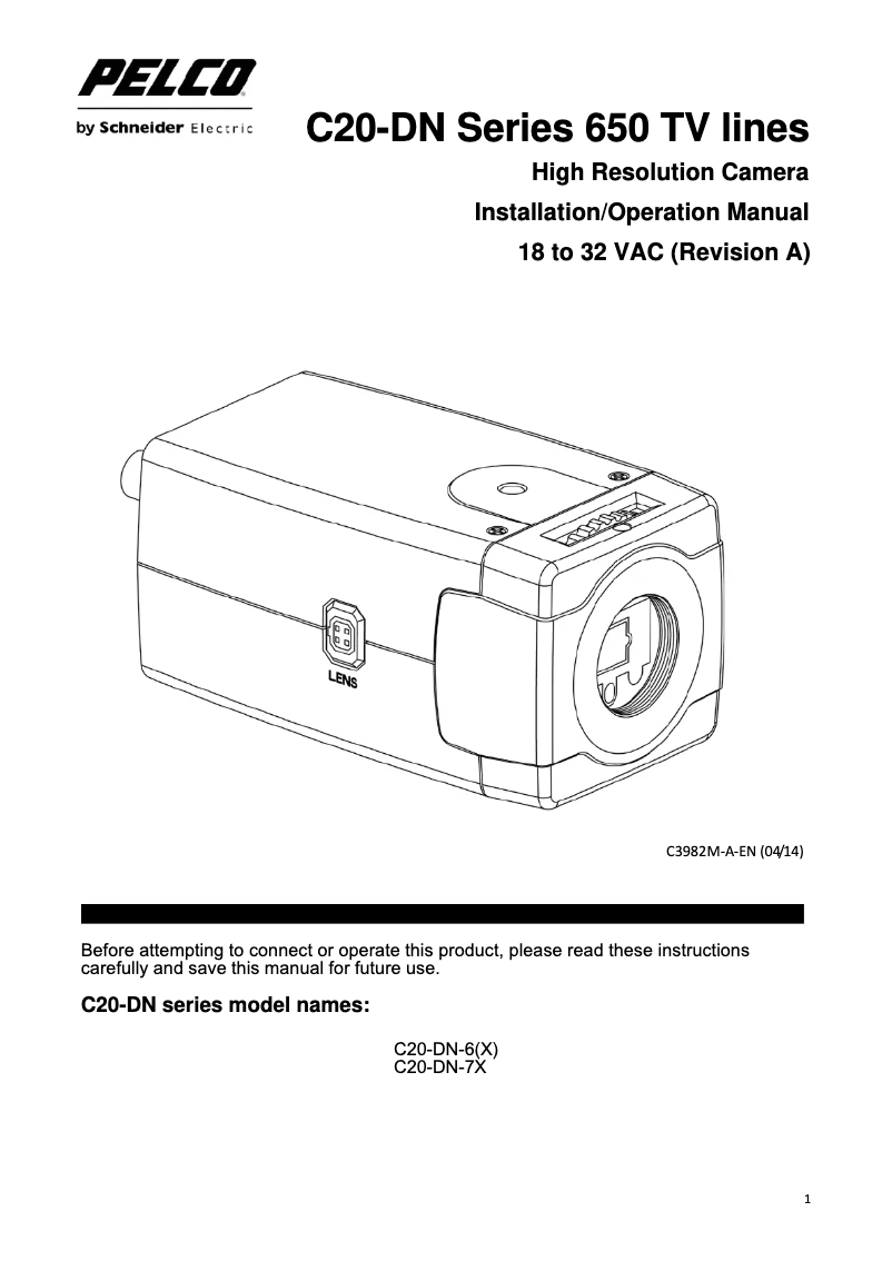 Page n°1 - Manuel utilisateur Pelco C20-DN-7X