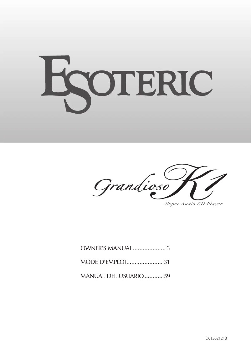 Image de la première page du manuel de l'appareil Grandioso K1