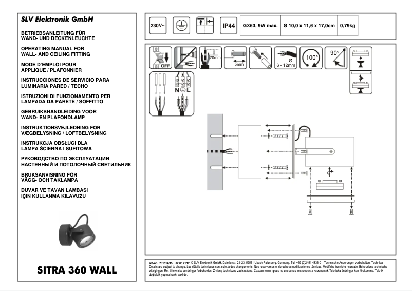 Page n°1 - Manuel utilisateur SLV SITRA 360