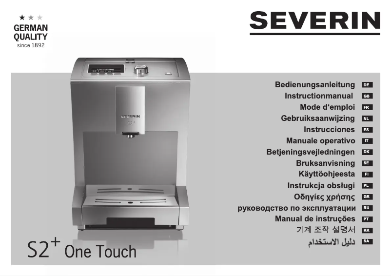 Page n°1 - Manuel utilisateur Severin S2 Plus One Touch KV 8021