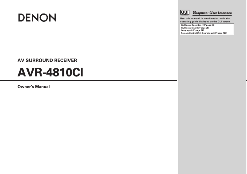 Page n°1 - Manuel utilisateur Denon AVR-4810CI