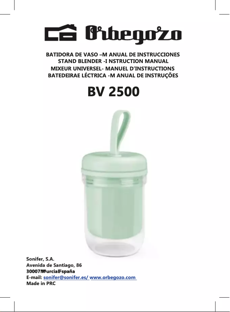 Page n°1 - Manuel utilisateur Orbegozo BV 2500