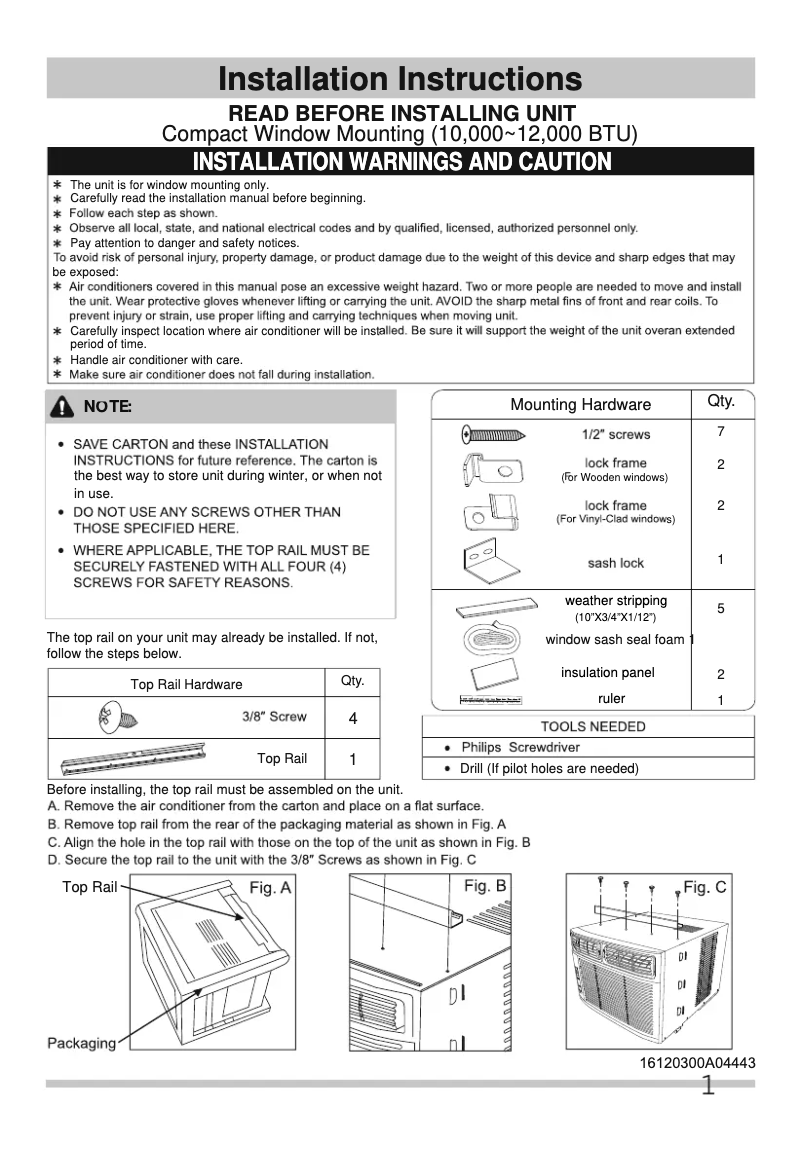 Page 1 de la notice Guide d'installation Frigidaire FFRE1033S1